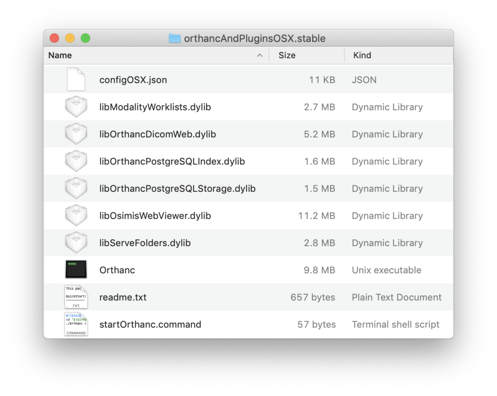 Content of orthancAndPluginsOSX.stable folder