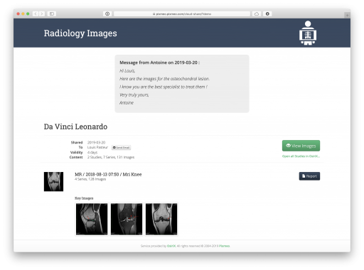 OsiriX DICOM Viewer | OsiriX Study Sharing